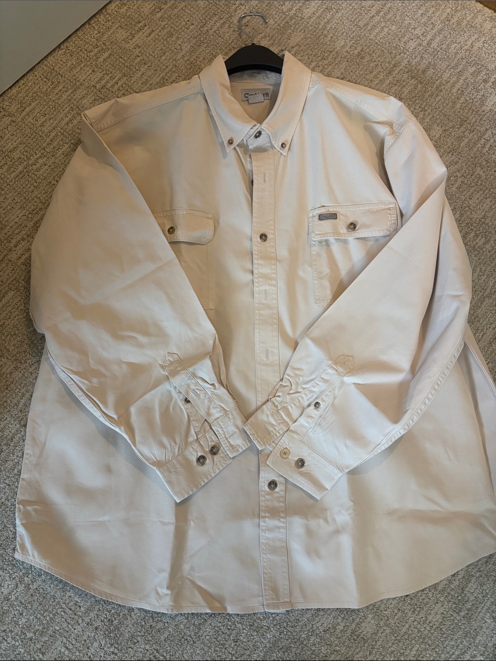 Carhartt Men’s 2XL Khaki Long Sleeve Button Down Work Shirt
